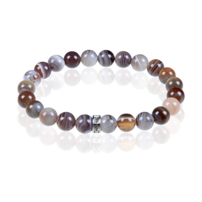Bransoletka nr 022 - kamień Agat Botswana, koraliki 8mm, kula