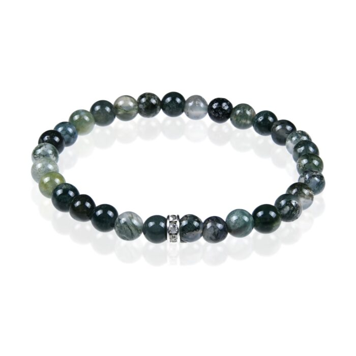 Bransoletka nr 028 - kamień Agat Mszysty, koraliki 6mm, kula