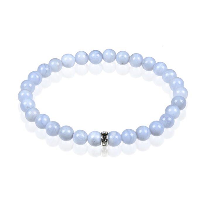 Bransoletka nr 074 - kamień Chalcedon Błękitny, koraliki 6mm, kulka